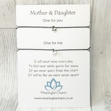 Mother and Daughter Wish Bracelet Set Duo Long Distance Poem Message Gift