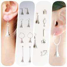 Earrings silver PENDANT holiday party HOBBY LOOP stylish ear studs gift UK XI
