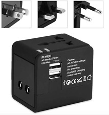 Travel Adapter Worldwide Multi Plug charger UK EU AU US 2USB Ports Universal New