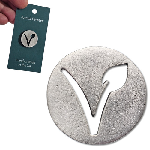 Vegan pewter pin badge - pewter,