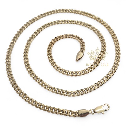 Mens 9ct gold 4mm - gold, cuban