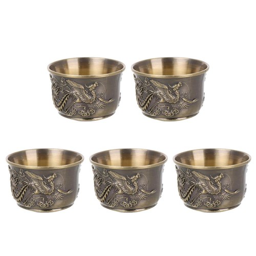 5pcs bronze tea cup set - bronze,