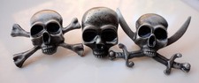 3 x Pirate Skull creepy Badges