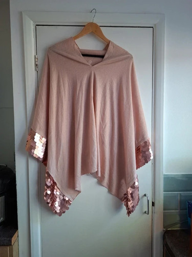 Mitzy sequin hem poncho new - poncho,
