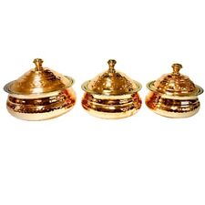 Authentic Indian Copper Curved Curry Balti Dish with Lid Pot 3 Single sizes 
