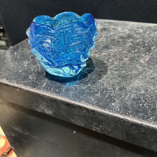 Vintage blue studio art glass - art,
