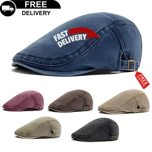 Men flat cap washed newsboy - cap,