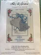 Cross Stitch Kit 25 Silver Wedding Anniversary Thread Needle A241 14ct Aida 7x9”