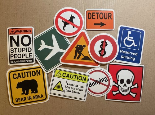 Warning notices signs - warning, &