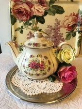 Vintage James Sadler Rose Pattern Standard Ironstone Tea Pot