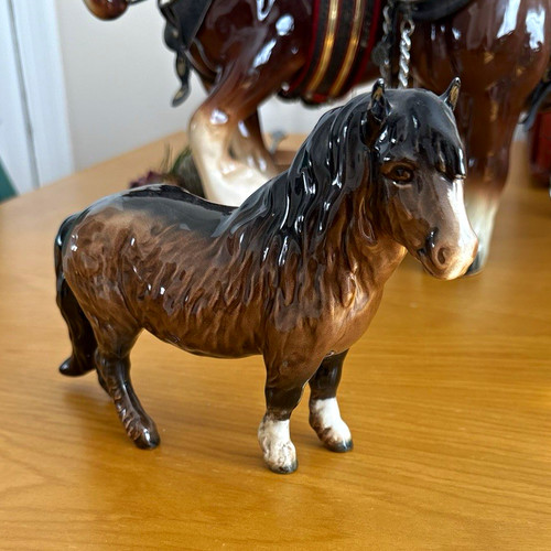 Brown black ceramic horse - ceramic,