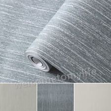 Grey Thick Textured Plain Wallpaper Heavy Embossed Non-Woven Paste the Wall.Roll