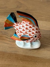 Herend Porcelain Red Fish Ornament, Fine China Fishnet Pattern Collectible