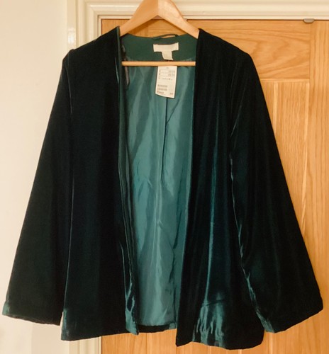 Green velvet open style jacket - velvet,