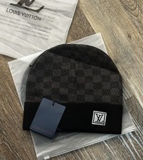 Dark Grey Monogram Knit Beanie