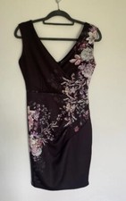 Jessica Wright UK 12 Dress Lipsy Bodycon Floral Midi Occasion Black