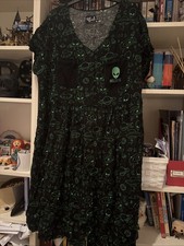 Hell Bunny 4xl Cotton Poly Dress Alien Print Boxy Fit Dress With Buttons