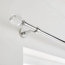 Dunhelm Faceted Ball Extendable Metal Eyelet Curtain Pole - Crystal End Chrome
