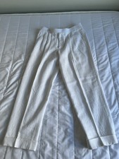 White Linen Pleated Trousers