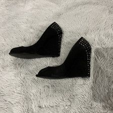 Gem Heeled Black Wedge Shoes By Untold Size 39 UK Size 6