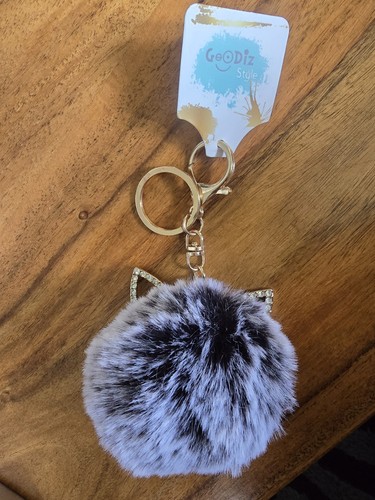Black faux fur - fur, pom
