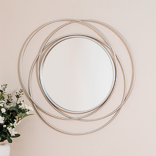 Large silver swirl mirror - large,