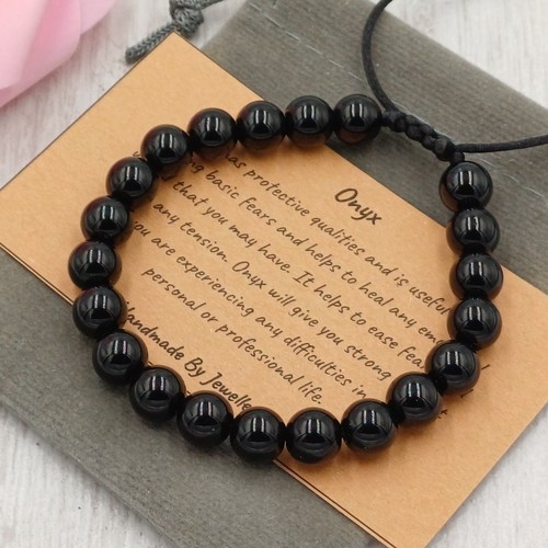 Black onyx bracelet adjustable - onyx,