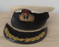 Original 1950's Royal Navy Officers Cap, QC Bullion Badge and Captains Cap Peak.