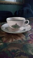 SPODE CHRISTMAS TREE TEA CUP (MADE OVERSEA) AND SAUCER (MADE IN ENGLAND) RARE GC