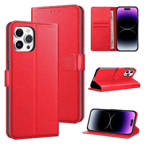 Leather magnetic flip wallet - leather,