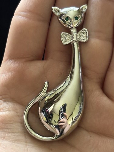 Vintage silver tone siamese - vintage,