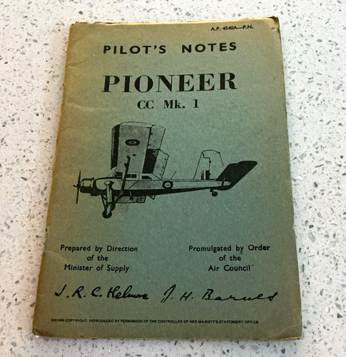 Raf pilot notes pioneer - raf, pilot’s