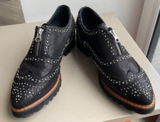 Philippe Morvan Smart Black Leather Pointy Studded Lace Up Shoes Size UK 6 EU39