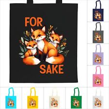 For Fox Sake Funny Watercolour Tote Bag. Gift Idea for Her. 100% Cotton Shopping