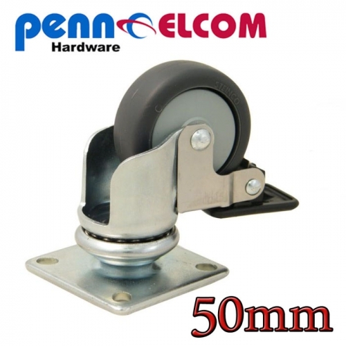 50mm braked swivel castor - swivel,