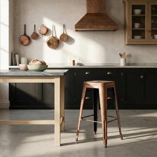 Tolix inspired metal bar stool - inspired,