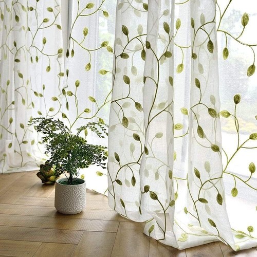 1pc green leaf embroidered - green,
