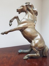Vintage Brass Rearing Horse Figurine Very Heavy Great as a door stop