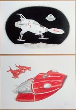 UFO Moonbase Interceptor ,  Lunar Module  drawing PRINTS Gerry Anderson 