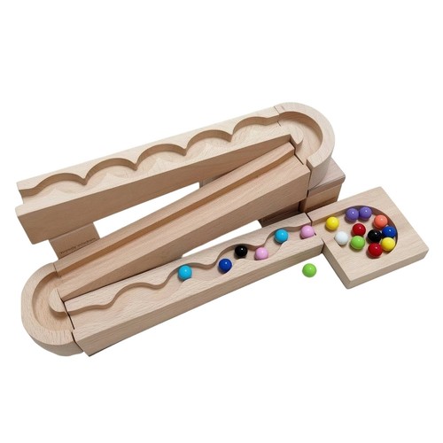 Wooden ball track with blocks - ball,
