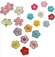 Multicolour Flowers Self Adhesive Fabric Sticker Applique Patch