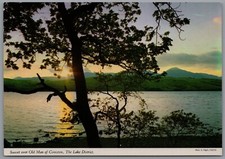 Sunset Over Old Man of Coniston The Lake District England Postcard Posted 1991