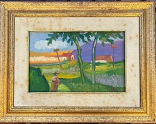 Signed MAL  original contemporary oil painting Landscape mountains 1995, framed