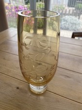 Golden Wedding Vase Royal Doulton Hand Made Amber Glass Vase 50th Anniversary