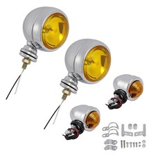 Motorcycle Beam Headlight Fog Lamp Custom Chrome #D20 For Racer Bobber Chopper U