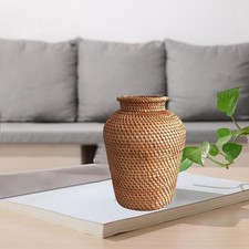 Rustic Rattan Vase Wicker Vase Decoration Ornament Plant Storage Holder