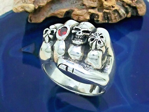 Skull ring fist - skull, 925