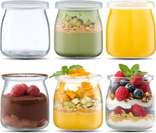 200Ml Yogurt Pudding Glass Jars with Plastic Lids Mini Cup Small Glass Bottles (