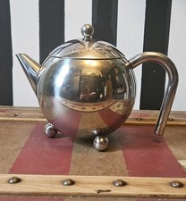 Vintage Atomic Art Deco Style Henley Stainless Steel Teapot Retro display only 