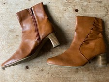 VICTORIA JAYNE WOMENS TAN BROWN ANKLE BOOTS UK SIZE 5 EU 37.5 2 INCH HEEL ZIP